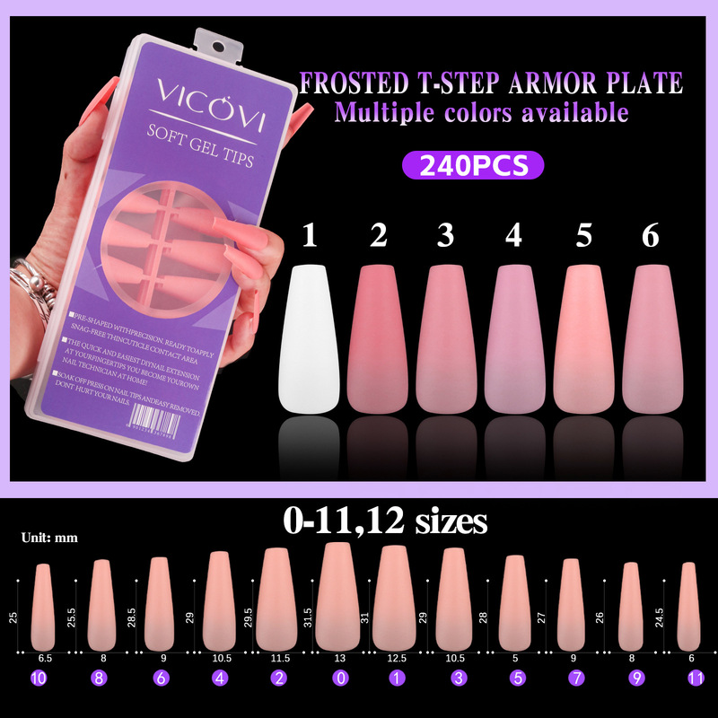 Cross-border Nail Scrub Ladder Nail Wearing Nail Patch Naked Pink Wearing Nail No Polishing Coffin T Tread Cross-border Nail Scrub Ladder Nail Wearing Nail Patch Naked Pink Wearing Nail No Polishing Coffin T Tread