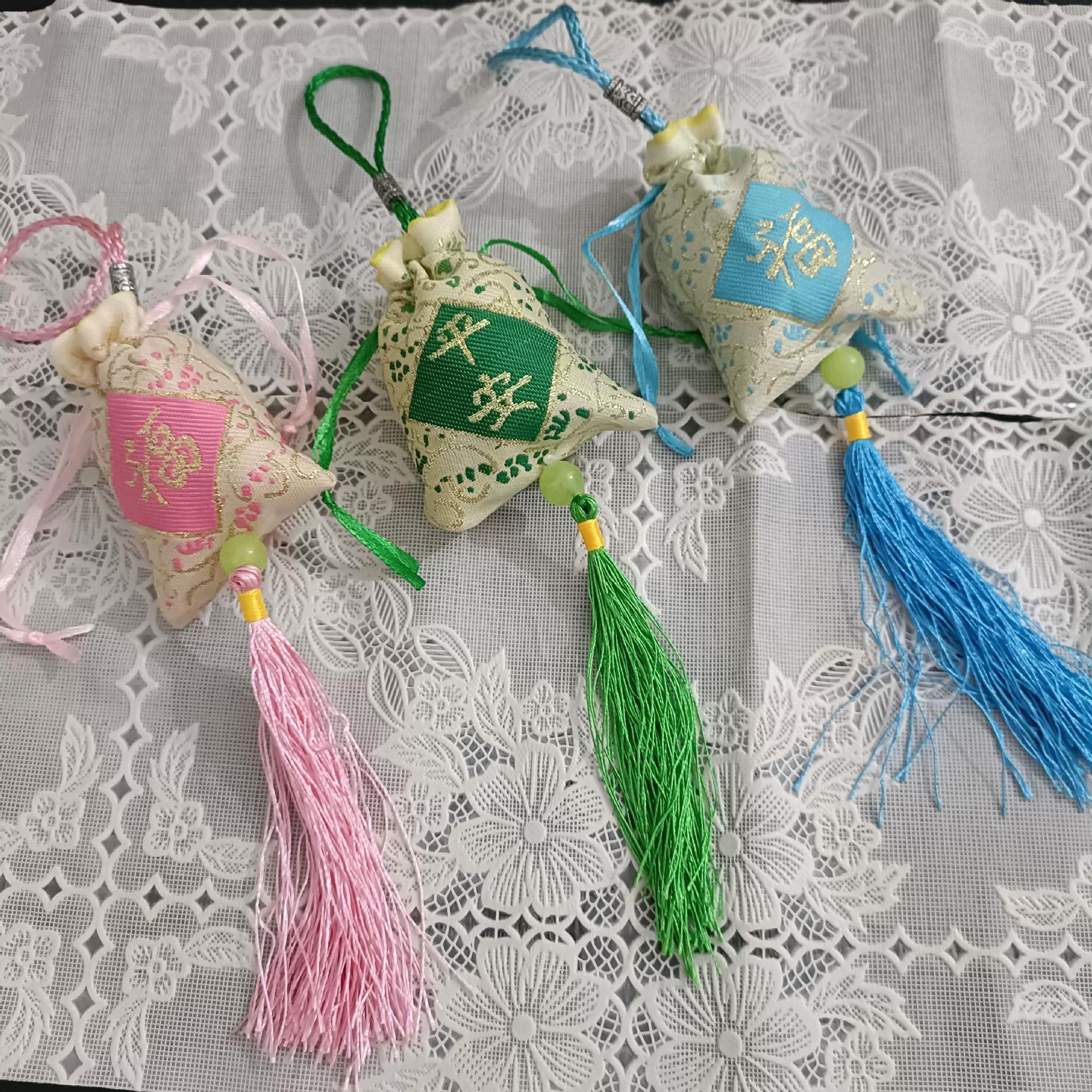 Мешочек для праздника Драконьих лодок, пустой, с 7-цветной кисточкой, тканевый, на шнурке, вышитый, маленький, с символикой удачи, подвеска-кошелек