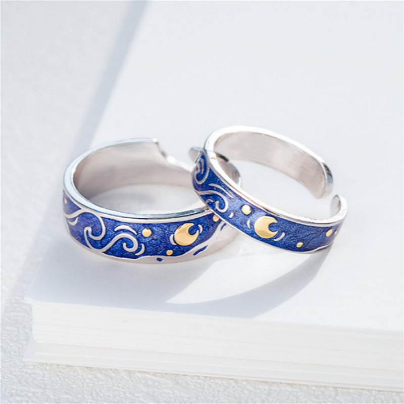 Casual Streetwear Sun Moon Alloy Copper Couple Open Rings display picture 1