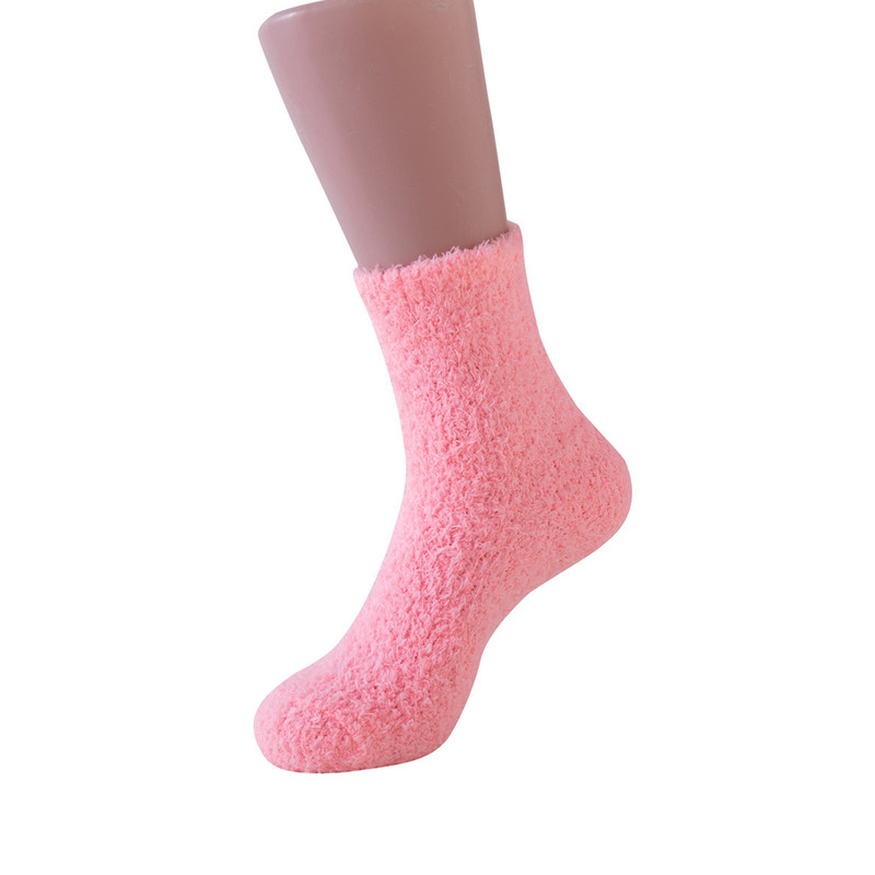 Pink Slippers and Socks, Warm Gift, Fun Fluffy Plush, Pink Coral Velvet Socks for Mom, 22 Colors for Women