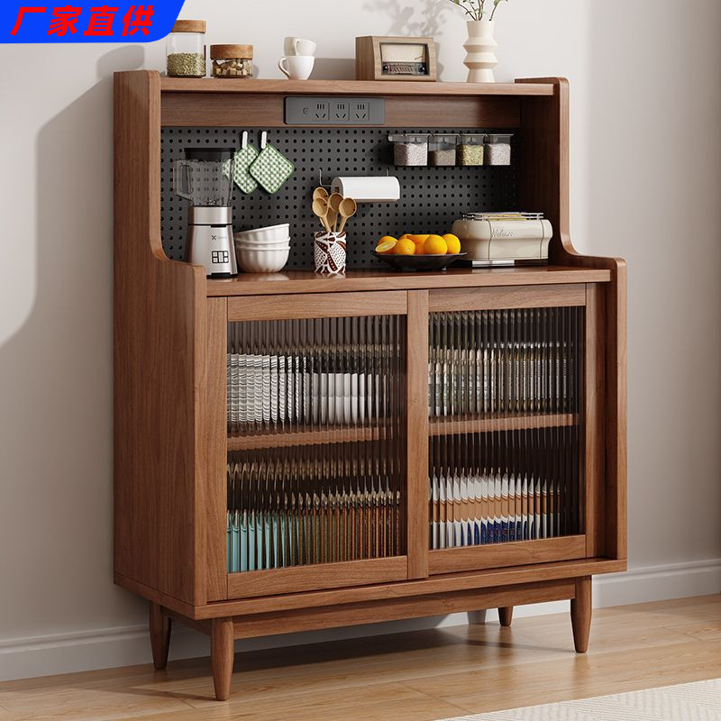 Solid Wood Sideboard Kitchen Storage Tea Cabinet Simple Storage Cabinet Coffee Machine Display Table Wall-Mounted Restaurant Storage Cabinet