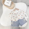 Girls summer 2021 new pattern children Cotton and hemp Short sleeved T-shirt Baby Western style half sleeve summer Korean Edition jacket
