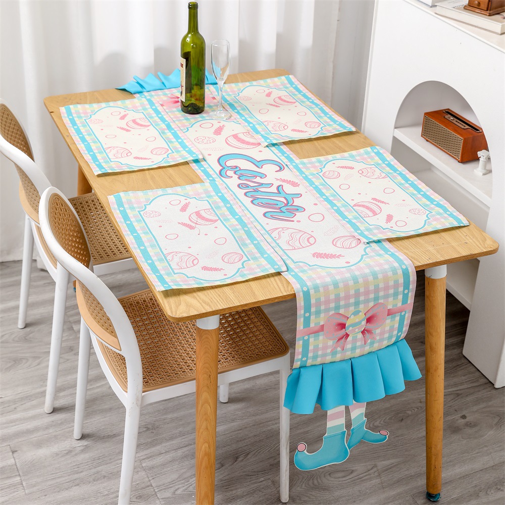 Decoraciones transfronterizas de Pascua conejito colorimpresión de dibujos animados almohadillas de mesa de comedor en el hogar mantel de mesa cubierta de sillas