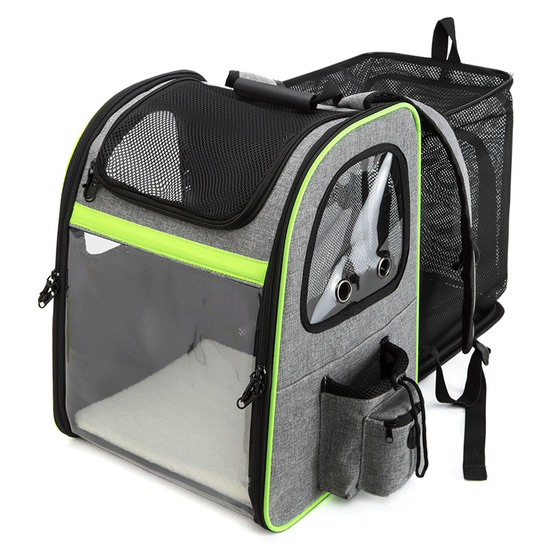 Nueva bolsa para mascotas, bolsa para gatos de doble hombro, mochila para perros plegable y expandible transpirable portátil, gran capacidad