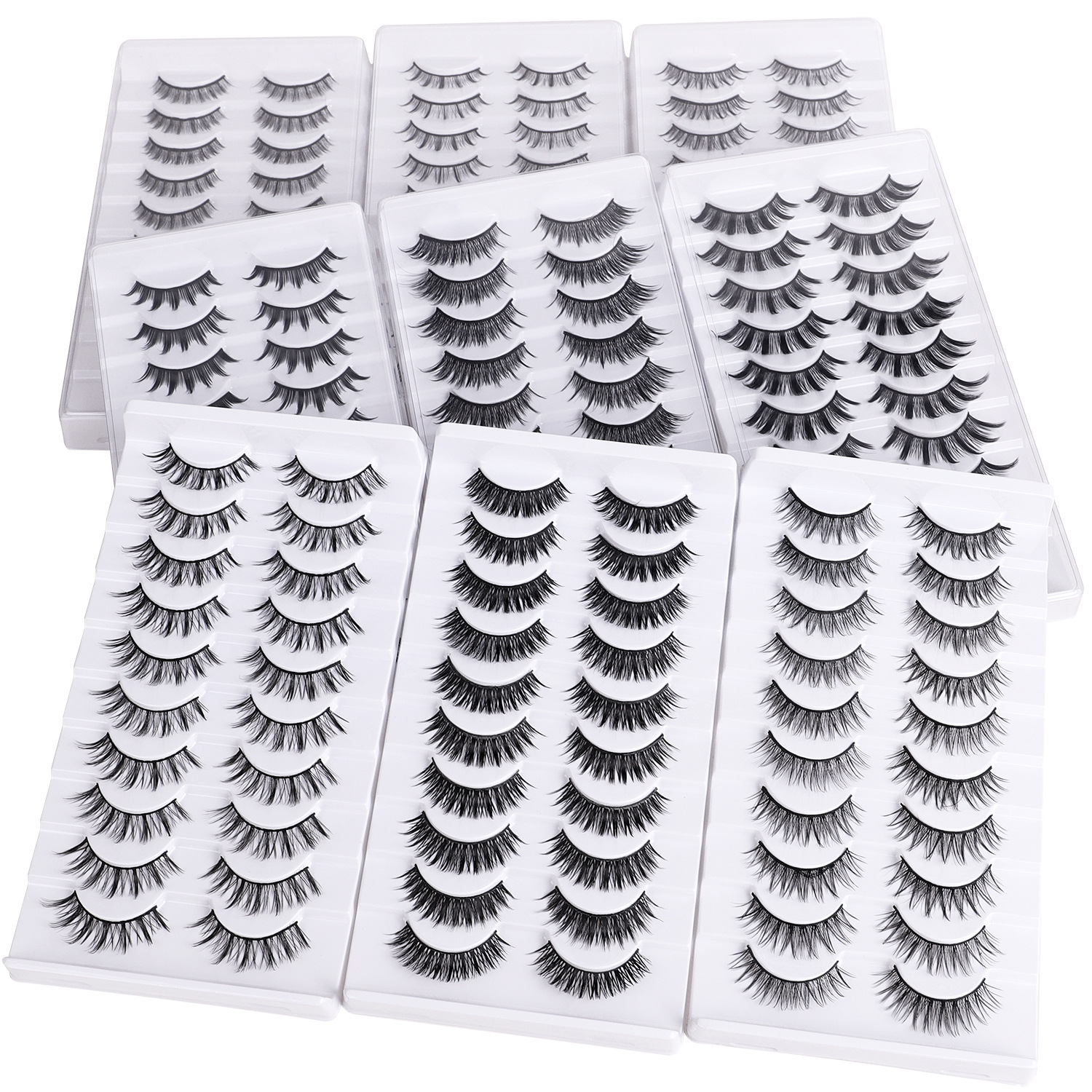 Comercio exterior transfronterizo entre Europa y los Estados Unidos 0.07 parillas falsas de visón 10 pares suaves cómodas y gruesas fábrica de pestañas de ojos rizados
