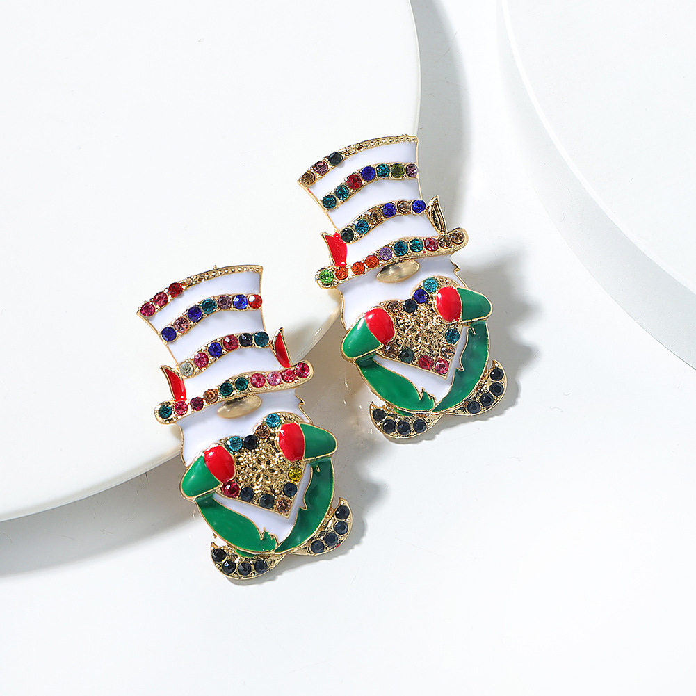 Creative Santa Claus Earrings Alloy Rhinestone Drop Oil Christmas Popular Fashion Earrings display picture 10