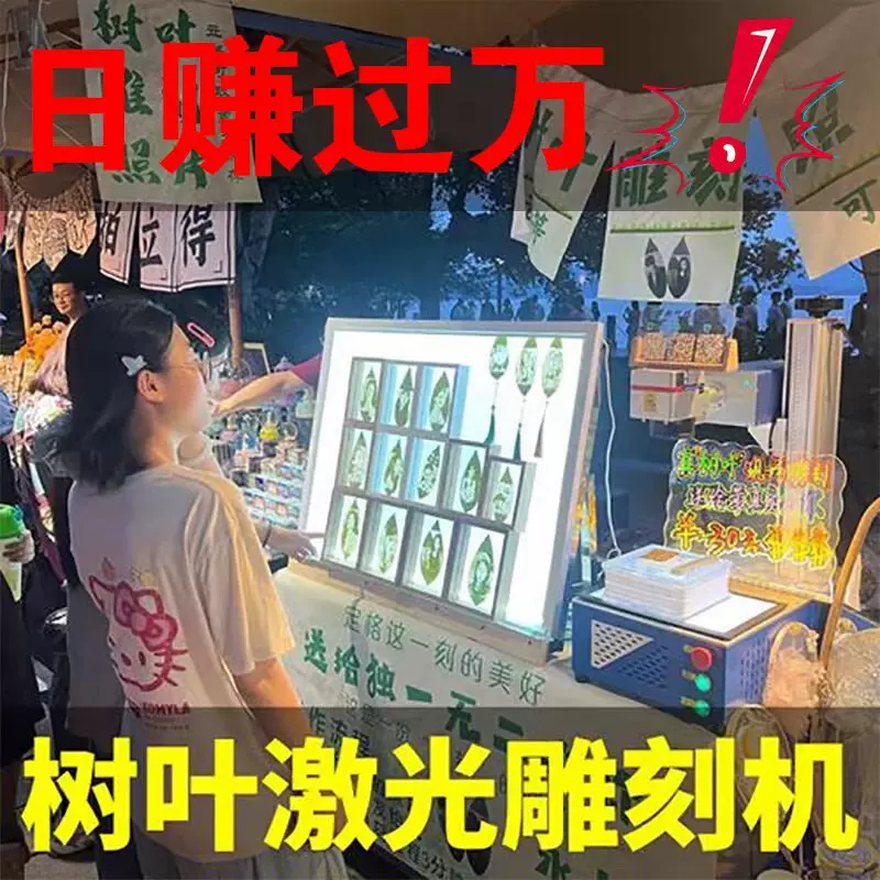 树叶叶雕摆摊创业激光雕刻机小型全自动叶雕机打印雕刻照片机器