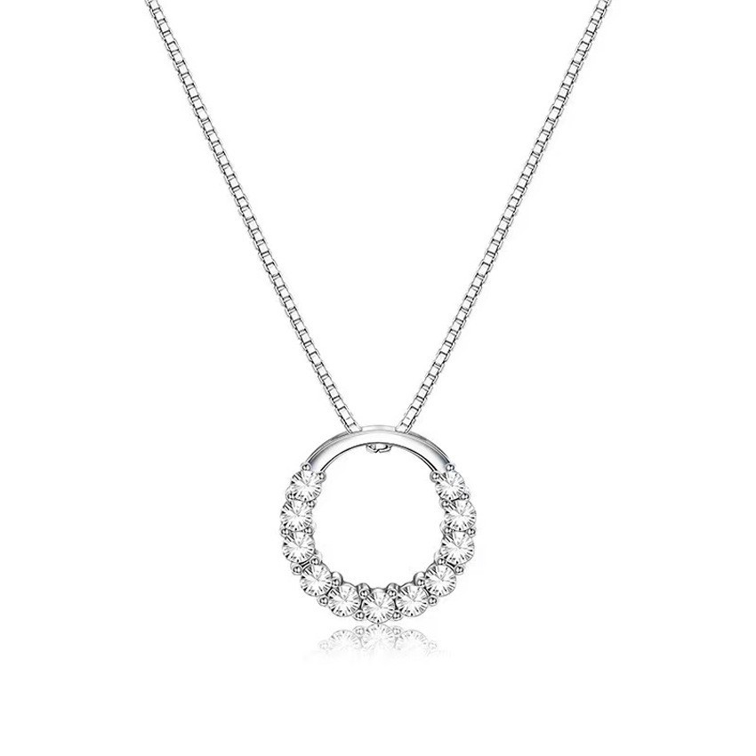 Elegant Streetwear Circle Sterling Silver Zircon Pendant Necklace In Bulk display picture 4