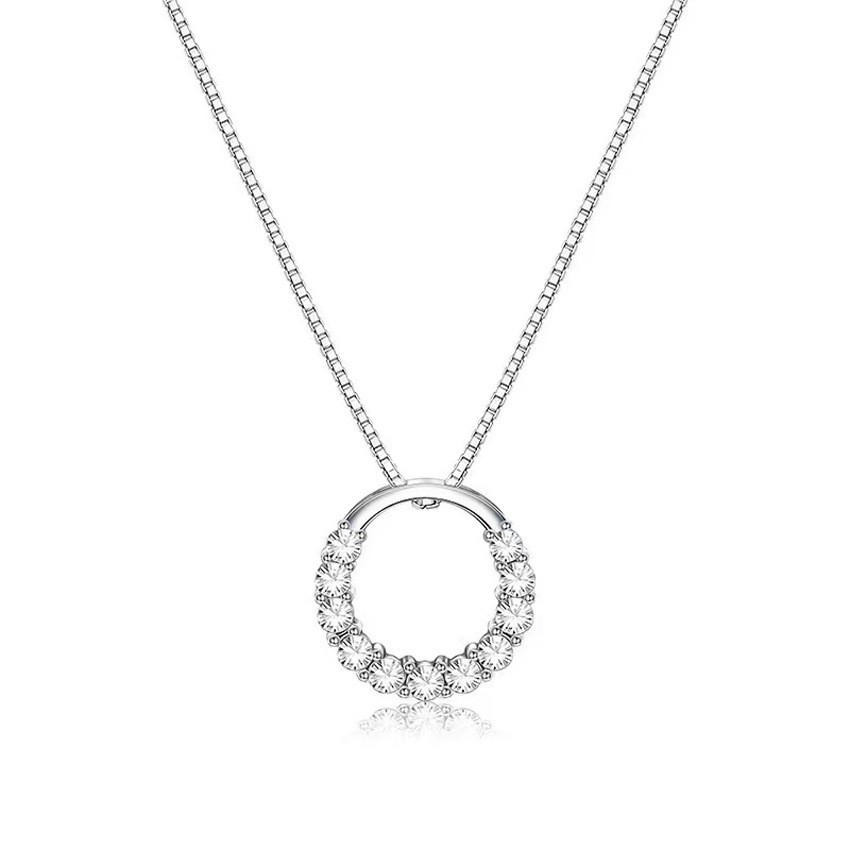 Elegant Strassenmode Kreis Sterling Silber Zirkon Halskette Mit Anhänger In Masse display picture 4