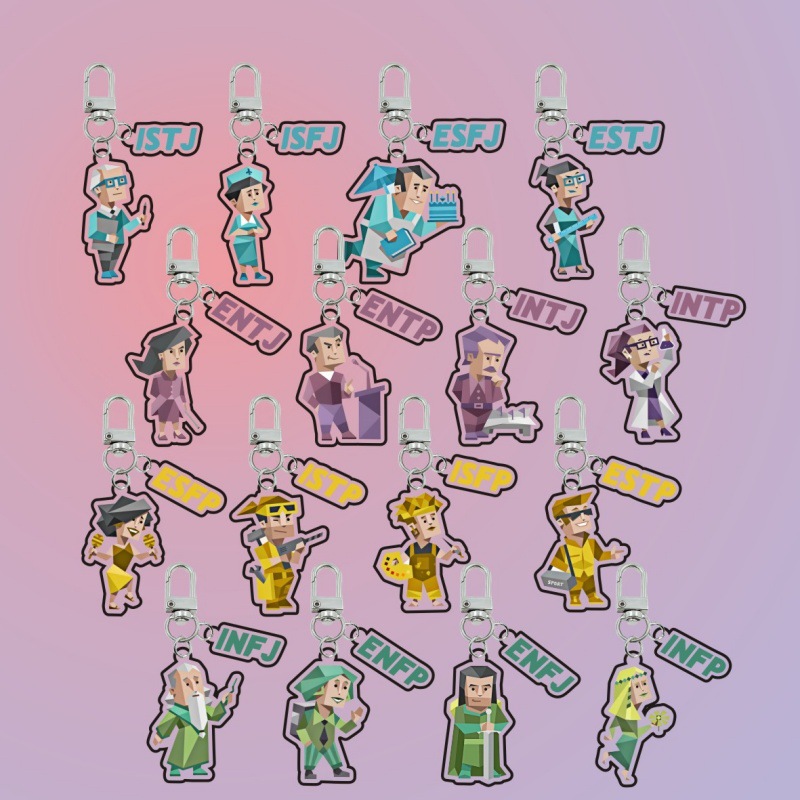 MBTI16型人格同モデルの鍵はイヤホンのカバーを掛けてアクリルの2つのセットの小さい緑の人のカップルを包みます。