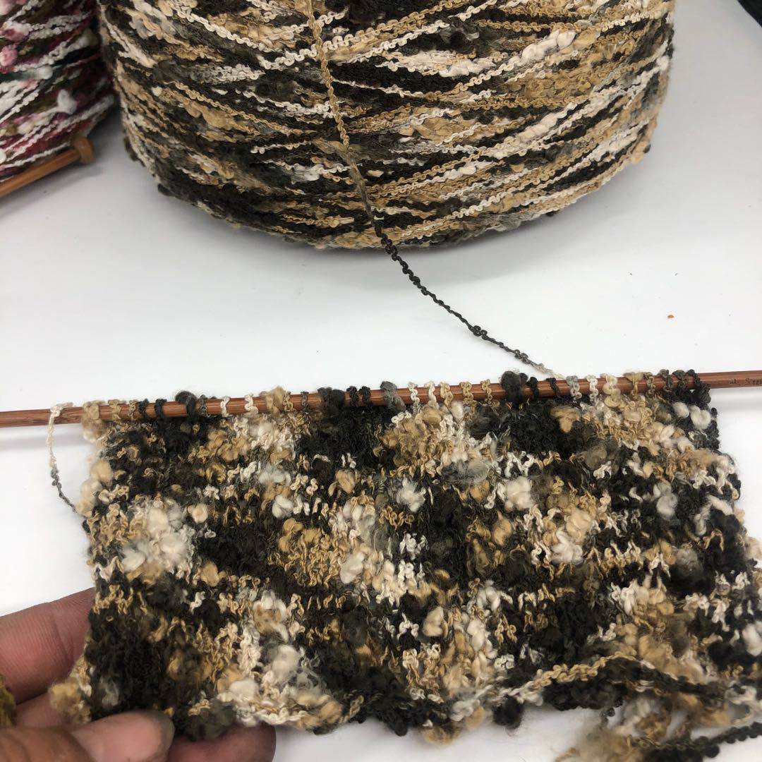 羊毛皮草线油画线摇粒线中粗外套线棒针花式特色线 1斤批发