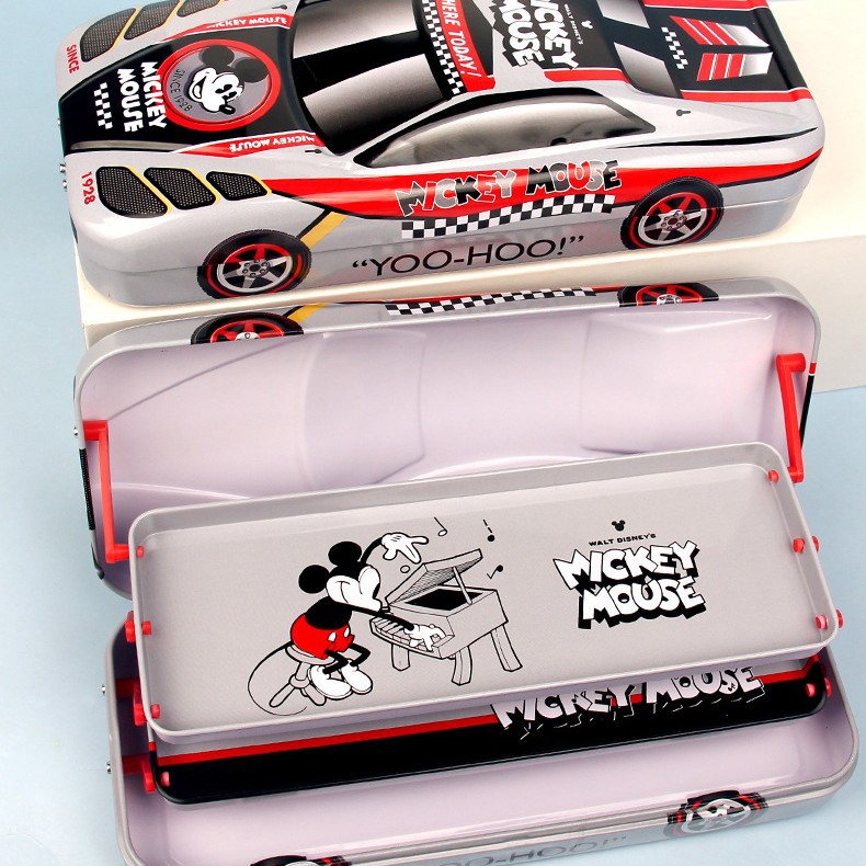 012 Estuche para lápiz óptico Mickey de tres capas, gris.