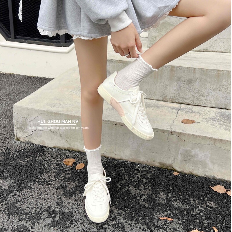 复古巨软糯小白鞋女2025新款百搭圆头系带休闲运动鞋平底阿甘板鞋|undefined