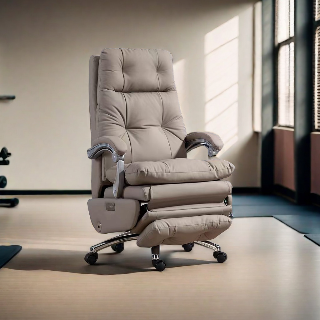 Electric Leather Office Computer Chair, Comfortable Sedentary Massage Electric Boss Chair, Office Study Reclining Chair, Home Use