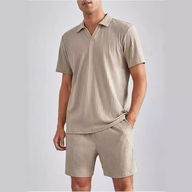 European and American Cross-Border Summer Fashion Casual Polo Short-Sleeved Shirt and Shorts Two-Piece Men's Suit Trendy Style