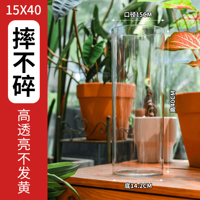 Decoración de vasijas de acrílico a prueba de caídas floral sala de estar transparente rica hidroponía de bambú de lujo ligero alto despertar barril de flores