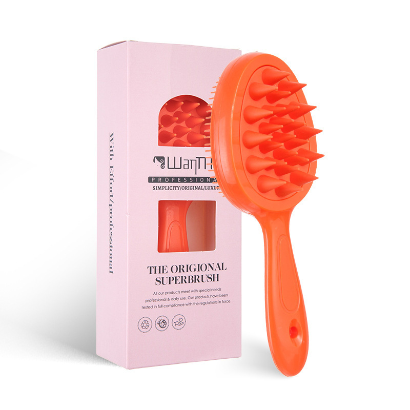 핸들 샴푸 브러쉬 - 오렌지색 opp 가방