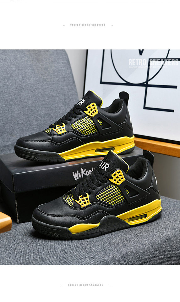 Giày sneaker thể thao cổ thấp đế dày chống trượt, thân da nhân tạo thoáng khí, dáng giày bóng rổ — Mẹ điện, Paris, thần sấm sét, xi măng trắng chi tiết 18