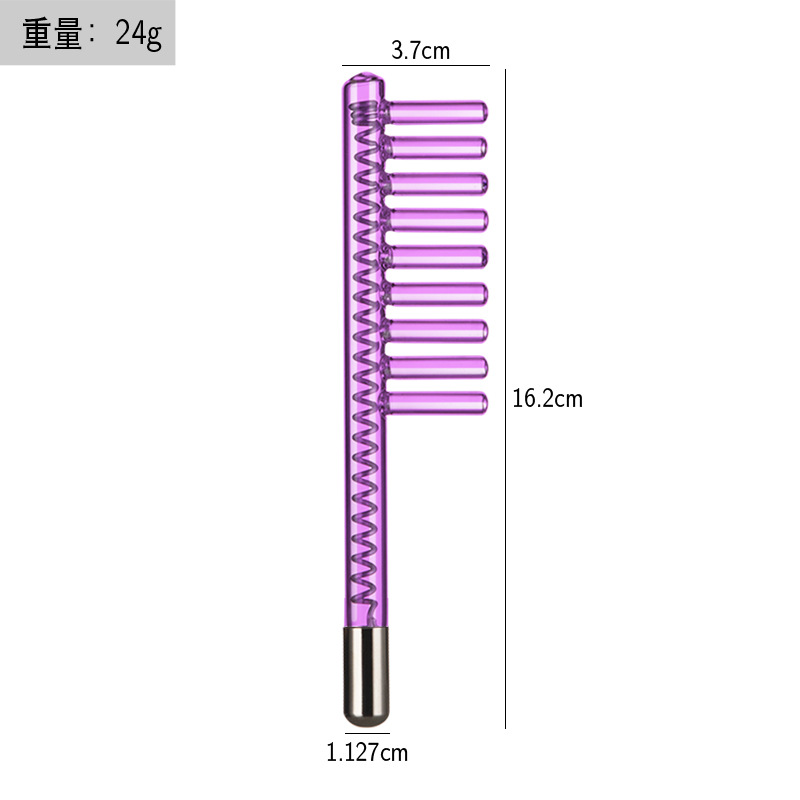 Instrumento de electroterapia de alta frecuencia tubo de vidrio Accesorios instrumento de belleza luz roja luz púrpura electroterapia varilla electroterapia peine