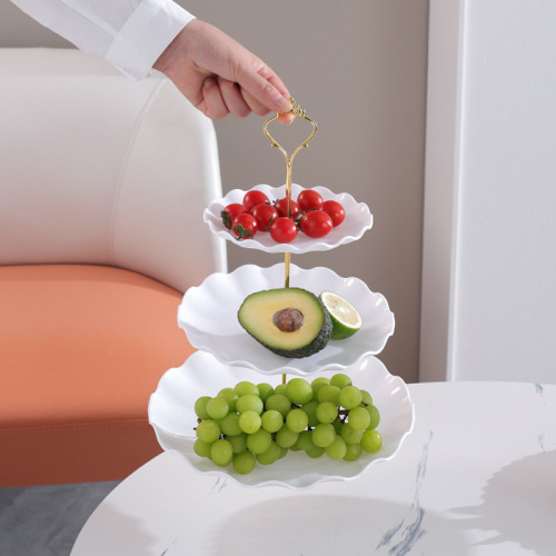 Birthday party three-layer fruit plate, living room dry fruit plate, afternoon tea snack tray, dessert table decoration, multi-layer cake stand