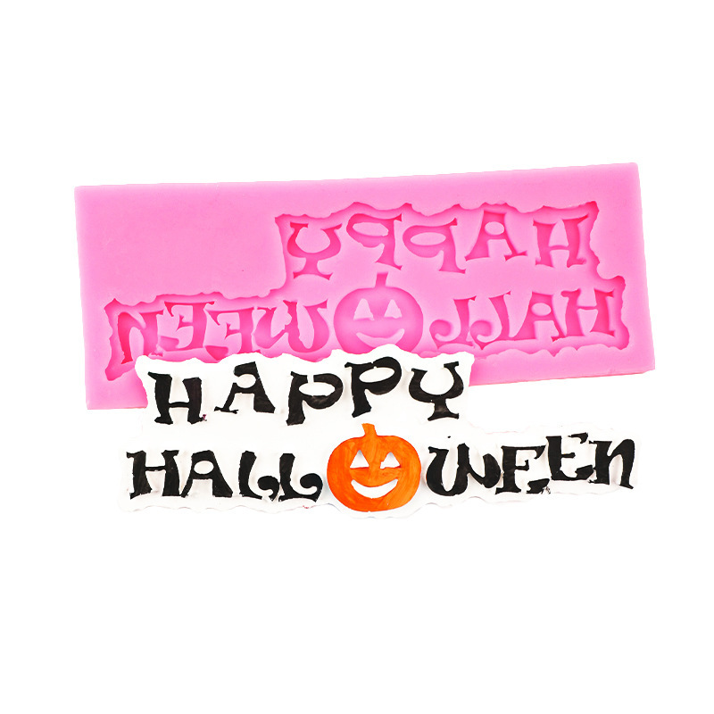 Tema de Halloween feliz HALLWEEN carta fantasma momia calabaza luz molde silicona DIY para hornear
