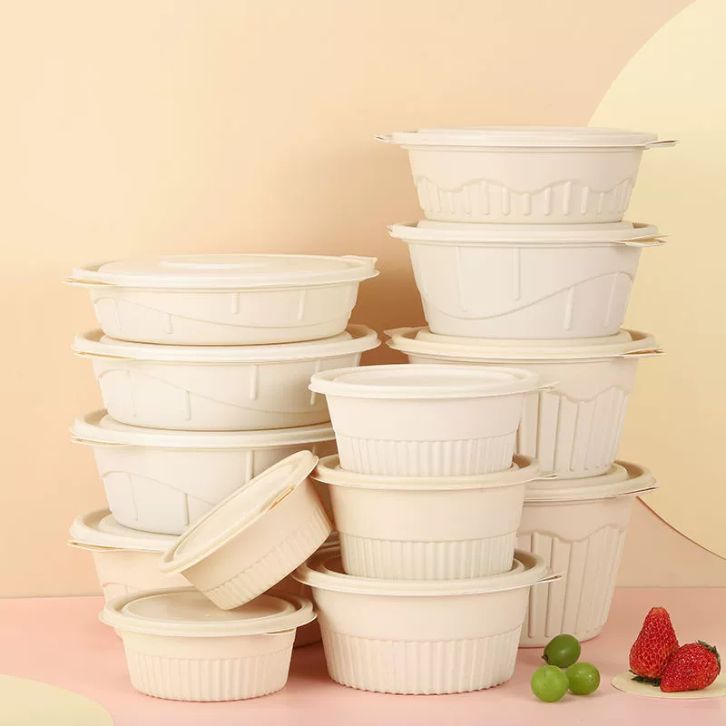 Disposable corn starch lunch box can degrade take -out round packing box environmentally friendly food -grade soup square lunch box