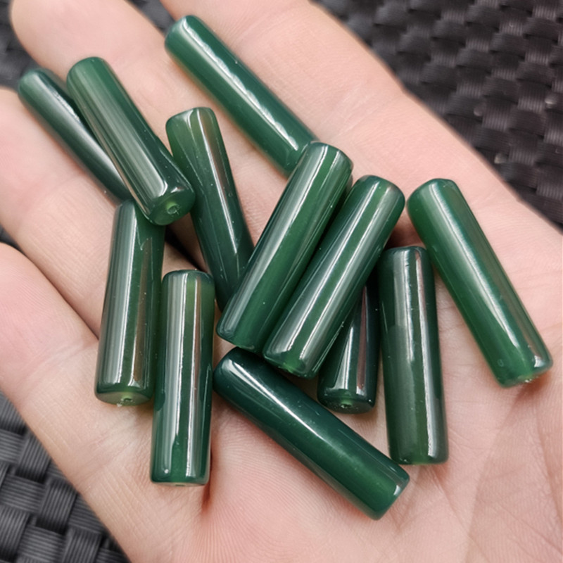 Chrysoprase Straight Tube Barrel Beads Jade Loose Beads Green Agate Cylindrical Passepartout Bracelet Necklace Jewelry Accessories Handmade Beads Chrysoprase Straight Tube Barrel Beads Jade Loose Beads Green Agate Cylindrical Passepartout Bracelet Necklace Jewelry Accessories Handmade Beads
