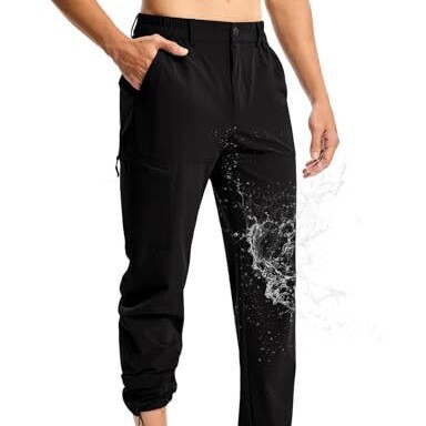 Men's Lightweight Hiking Pants, Quick-Dry, Four-Pocket, Stretchy, Waterproof, Travel, Fishing, Convertible Zipper Cargo Jogging Pants