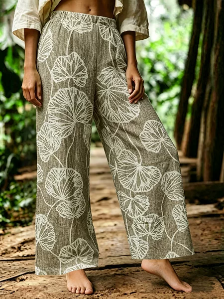 2026 Cross-Border Vacation Style Retro Casual Pants Wide-Leg Pants 3D Printed Loose High-Waisted Long Pants Casual Dropshipping