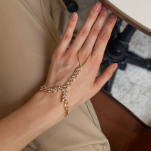 欧美热销几何水钻连指手链一体叶子锆石手链个性配饰品 Bracelet