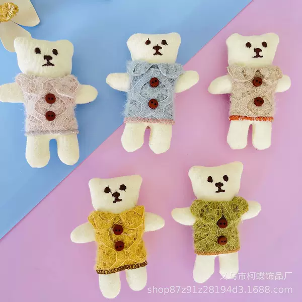 Korean fabric cartoon plug cotton bear hair accessories Joker accessories factory direct wholesale