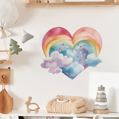 外貿愛心彩虹雲朵兒童臥室幼兒園家居裝飾牆貼貼紙自粘批發跨境