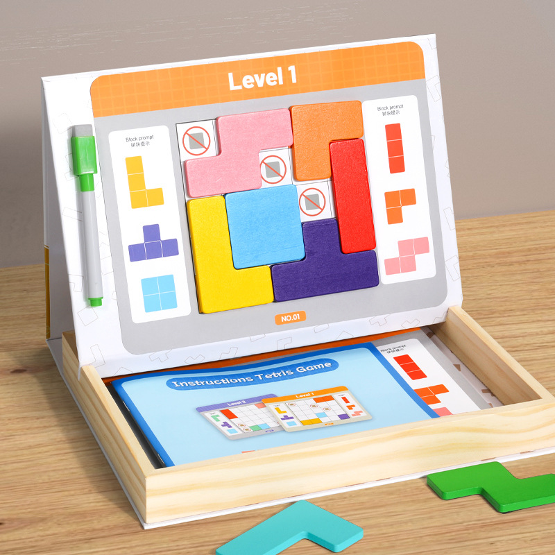 Tetris Magnetic Puzzle for Boys and Girls, Educational Intelligence-Enhancing Desktop Toy, Logical Thinking Problem-Solving Game