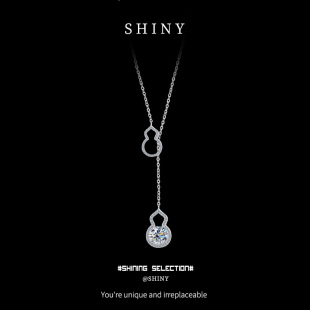 Cross-Border European and American Manufacturers Wholesale S925 Sterling Silver Pendant Women's Gourd Light Luxury Style Moissanite Elegant Clavicle Chain Necklace