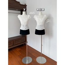 【纯白之恋】挂脖系带设计短袖T恤女春季薄款上衣多巴胺设计感