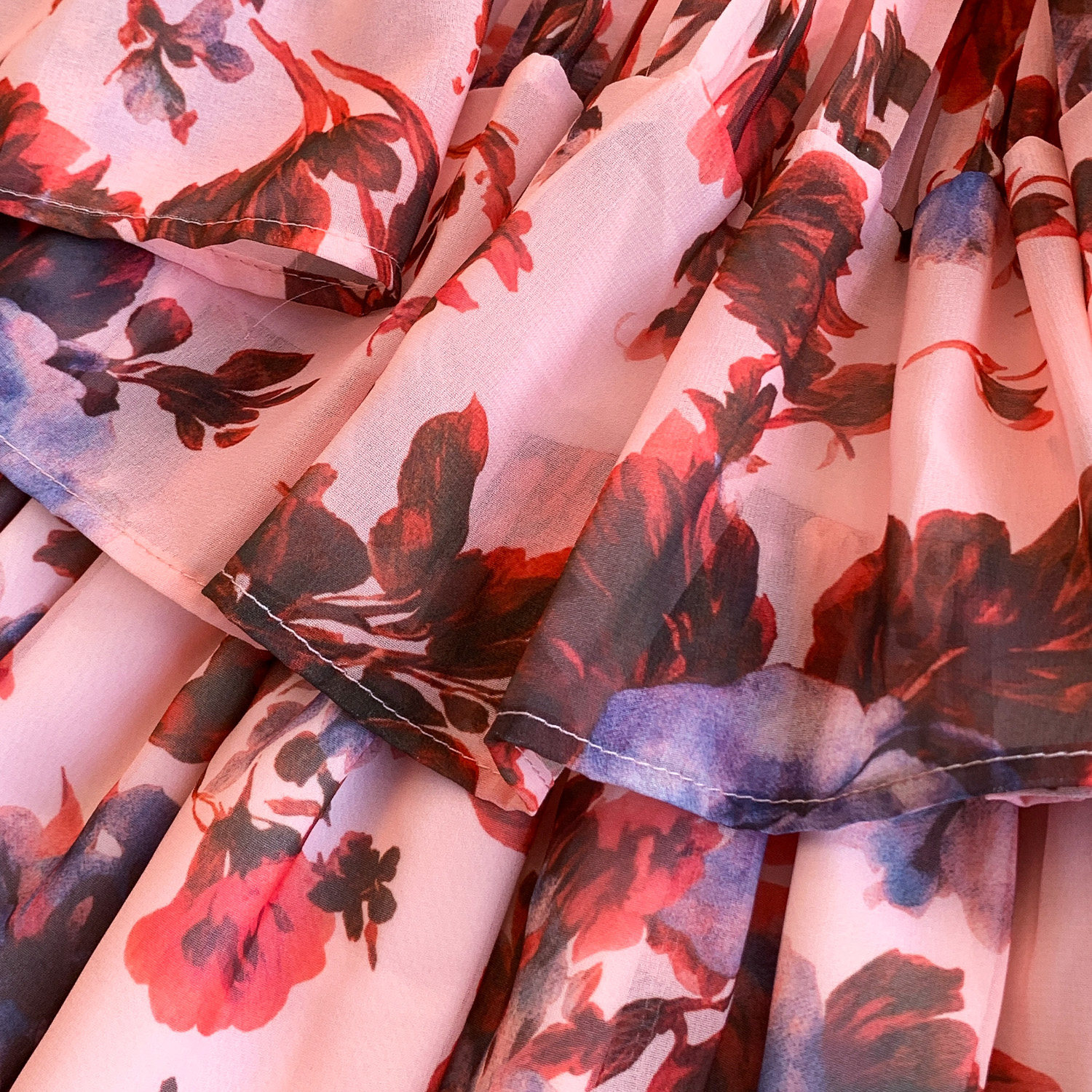 Floral Print Sweetheart Dress for Women with Bow Tie round Neck Flutter Sleeves Waist Tie Ruffled Hem Versatile Design_ecoleips.com