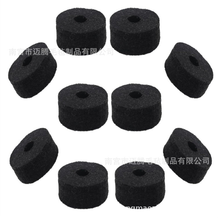 圆形灰色毛毡镲片 鼓架替换垫圈,架子鼓保护镲片垫 镲片支架毛毡