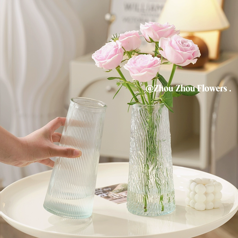 Рельефная стеклянная ваза для интернет-знаменитостей в стиле in прозрачная питательная вода бамбуковые цветы Гостиная сушеные цветы Цветочные украшения