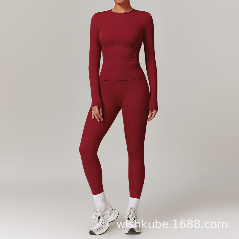 クロスボーダー女装両面磨毛ガードル通気純色トレーニングヨガ服スポーツランニングトレーニング服2515|undefined