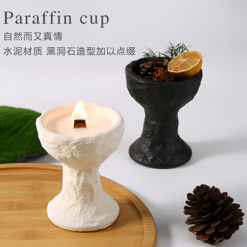 跨境水泥无火香薰蜡烛空杯容器侘寂风香插香座原创北欧复古托香盘|undefined