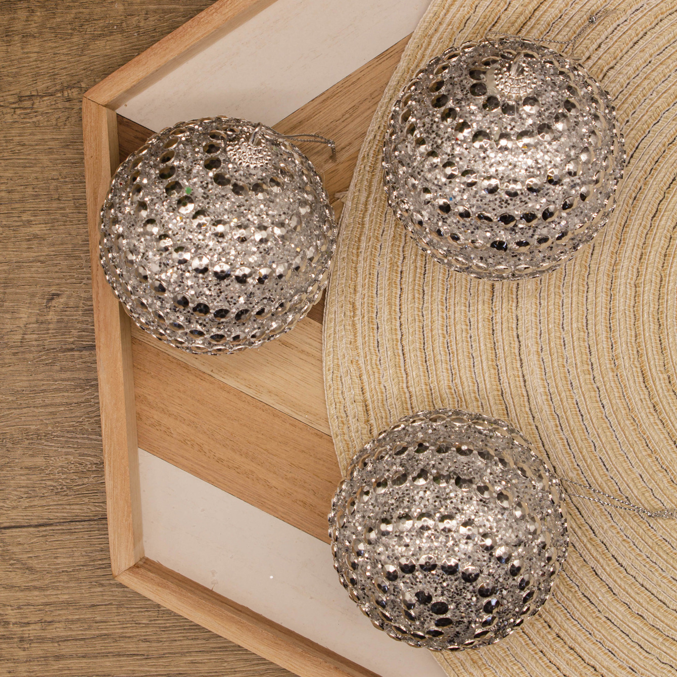 En stock stick cadena perlas brillo BOLA DE Navidad espuma bola colgante 8cm6/PCS vacaciones decoración bola centro comercial ventana Decoración