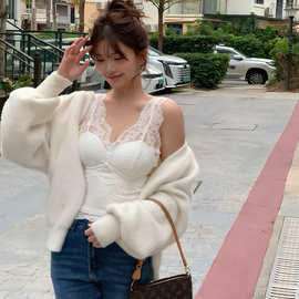 网红白云＊同款纯欲蕾丝吊带美背内衣性感无钢圈背心式文胸JH804
