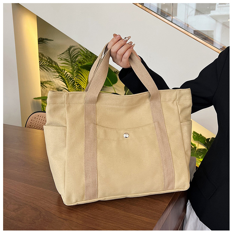 Wholesale of new women's single-shoulder bags, cross-border simple and casual canvas bags, Korean version LOGO printed commuter tote bags undefined
