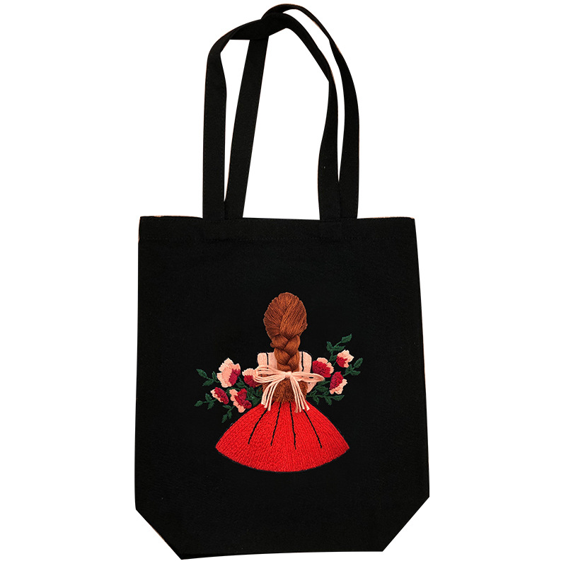 Original-bordado bolsa de lona DIY material bolsa estudiante bolsa de tela hombro hecho a mano principiante material bolsa kit Su bordado