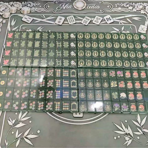 Dark green panda floral American mahjong acrylic 160-piece set, cross-border gift, customizable