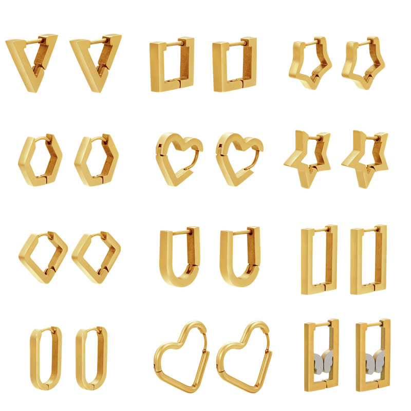 Fashion Geometric 304 Stainless Steel 18K Gold Plated Earrings display picture 1