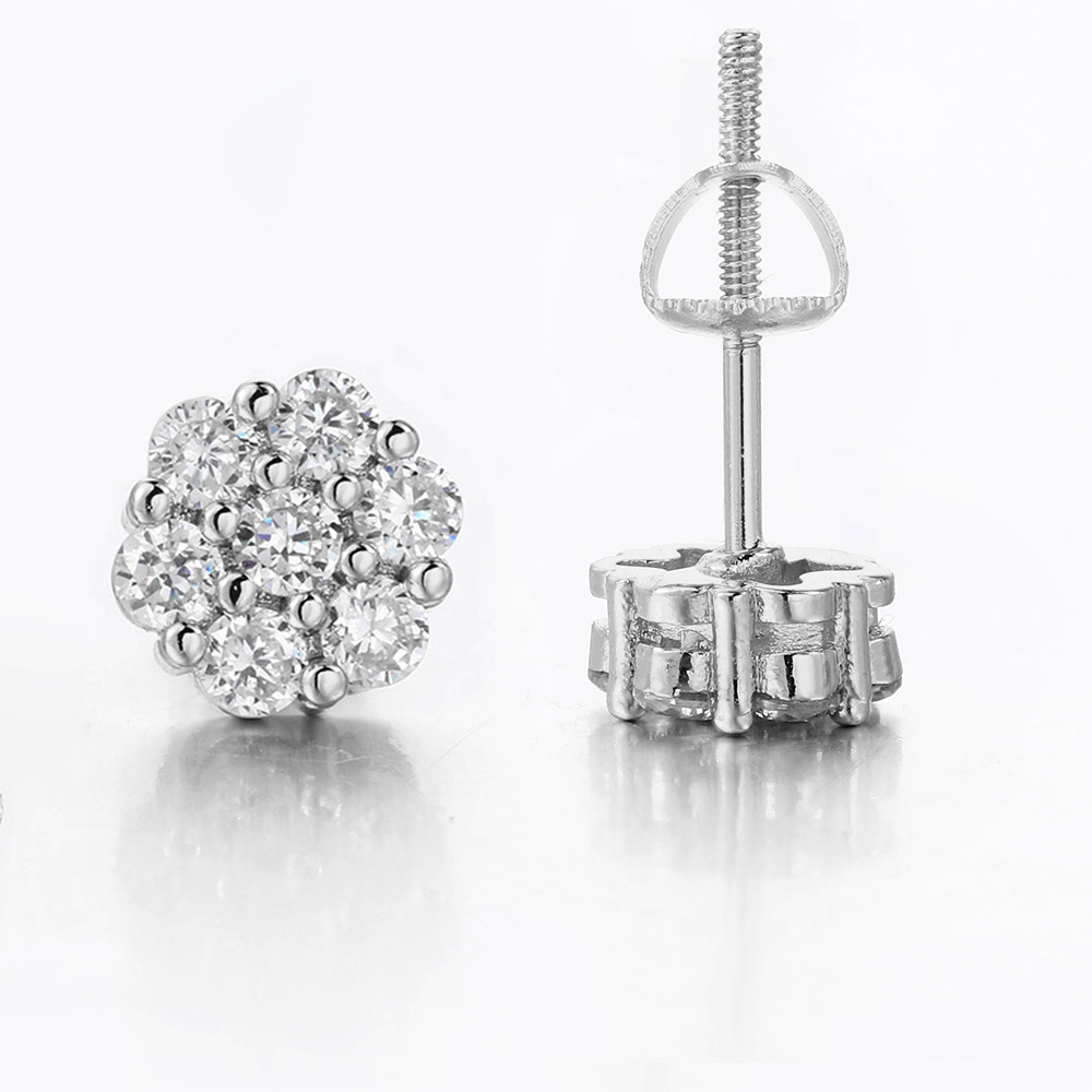 Hip-Hop Style 1 Pair Hip-Hop Flower Plating Inlay Copper Zircon White Gold Plated Gold Plated Ear Studs
