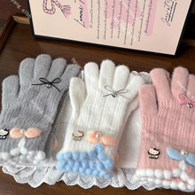 新款卡通时尚冬季新款毛线针织手套百搭可爱少女学生可触屏指套