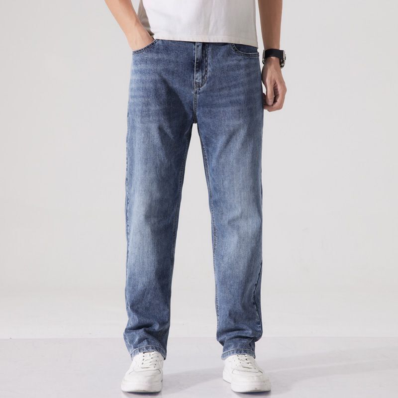 Light Business Four-Season Jeans Men's New Straight-Leg Loose Casual Elastic Versatile Business Casual Youth Long Pants