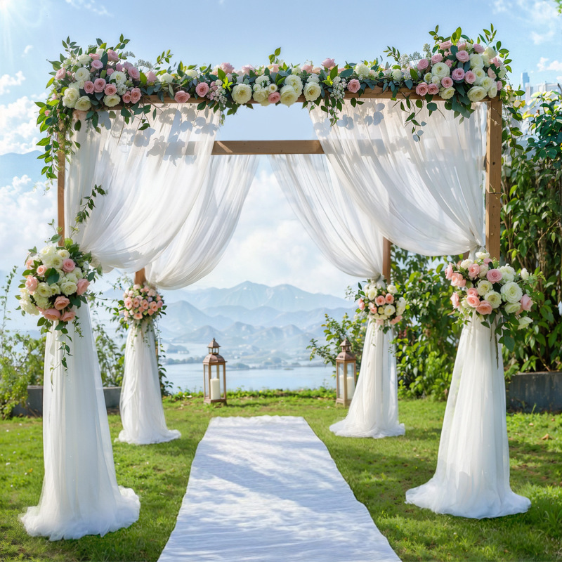 スイスホワイトガーゼ結婚式の小道具アマゾン竹椅子ガーゼ椅子天井装飾クロスボーダーオーガンザ生地ガーゼカーテン|undefined